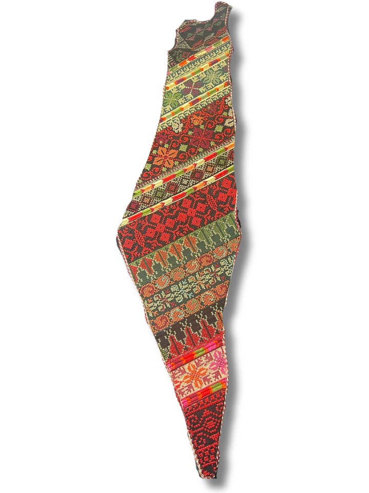 Decoração de Casa Bordada à Mão com Tatreez - Forma do País da Palestina por atacado de Palestinian Elegance