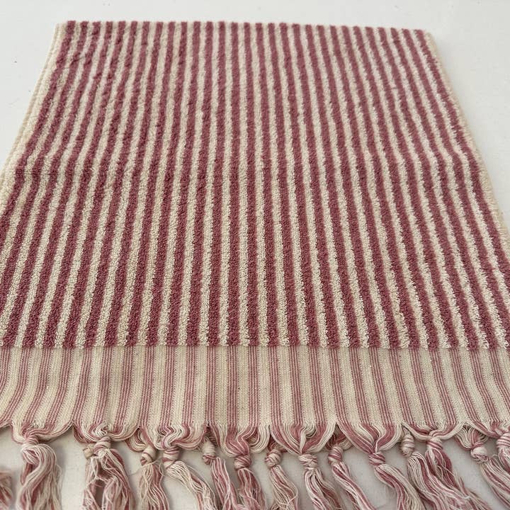 YURTLUS - Wholesale Hand Towel - Organic Stripes Series - Hand Towel 18x 37,Soft Thick Towel, Kitchen Towel - Old Rose7