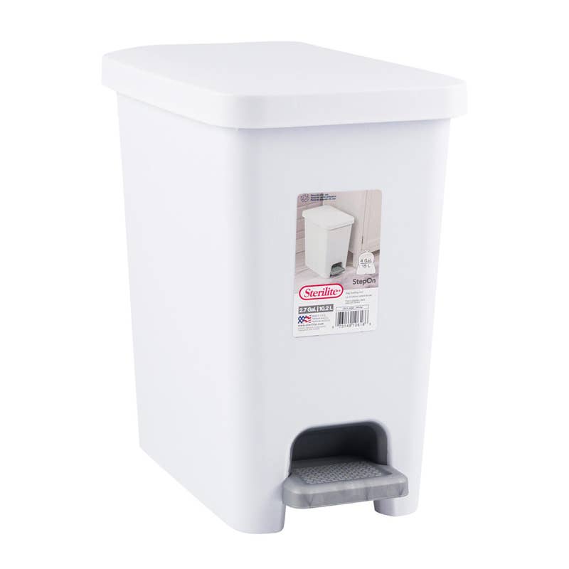 Deluxe Import Trading - Wholesale Trashcan/Trash Bin - Sterilite Step On Wastebasket- 2.7 Gallon- White0