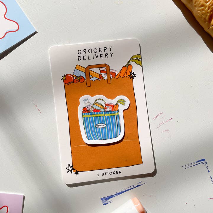 With Love, Coral - Wholesale Sticker - Mercado Bag Grocery Sticker2