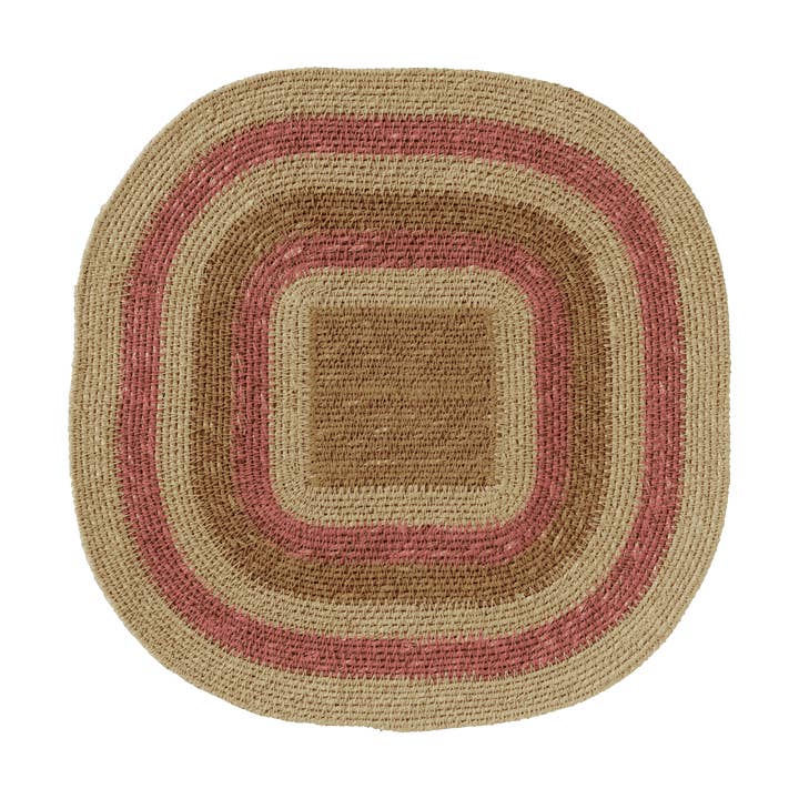 Bonheur du Jour - Wholesale Placemat - Raffia table set with bohemian stripes Multico Coral1