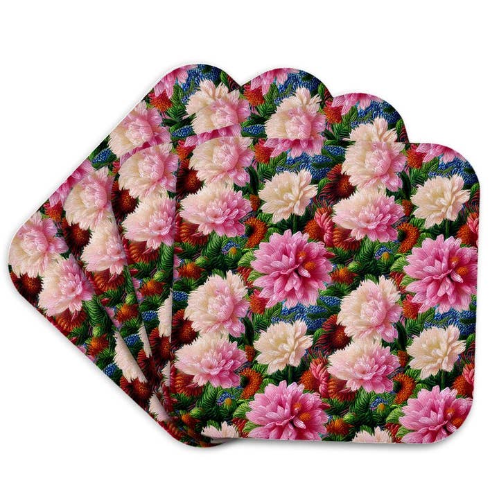 3dRose – wholesale Coasters – 3dRose, Pink and White Tapestry Chrysanthemum Flower Pattern, Coaster7