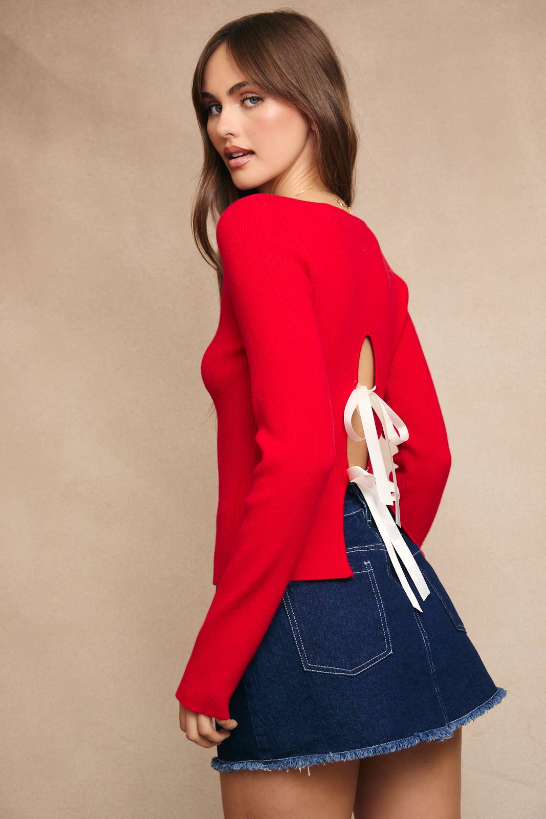 LE LIS - Wholesale Knit Sweater - Women's - BOAT NECK BOW BACK DETAIL SWEATER TOP9