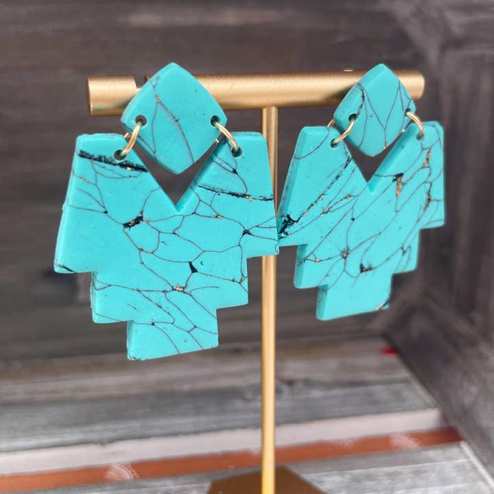 Türkisfarbener Polymerlehm-Ohrring im Südwesten für den Großhandel von Lucky Bolo