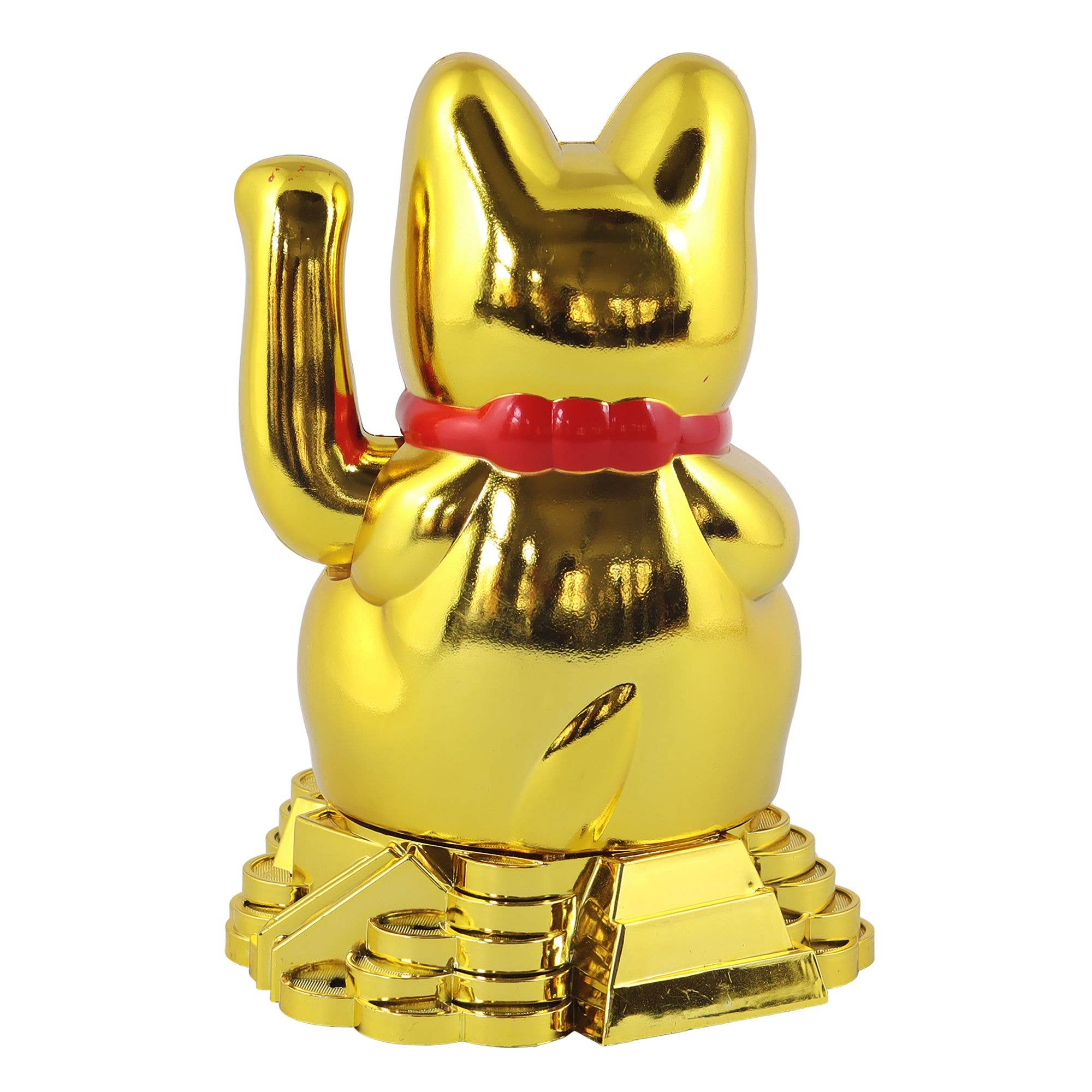 Tribal Trade GmbH - Wholesale Decorative Figurine - Lucky cat Maneki-neko waving cat solar round 15cm gold2