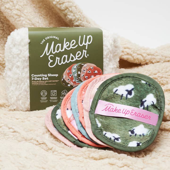 MakeUp Eraser - Wholesale Makeup Remover - Counting Sheep 7-Day & Makeup Bag Gift Set