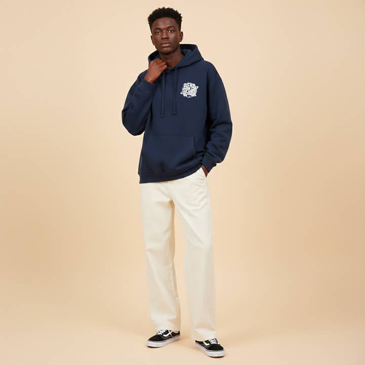 Navy blue hoodie for wholesale by Beausejour France