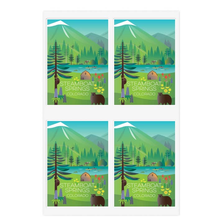 Steamboat Springs Summer Sticker Sheet for wholesale by Max & Oscar