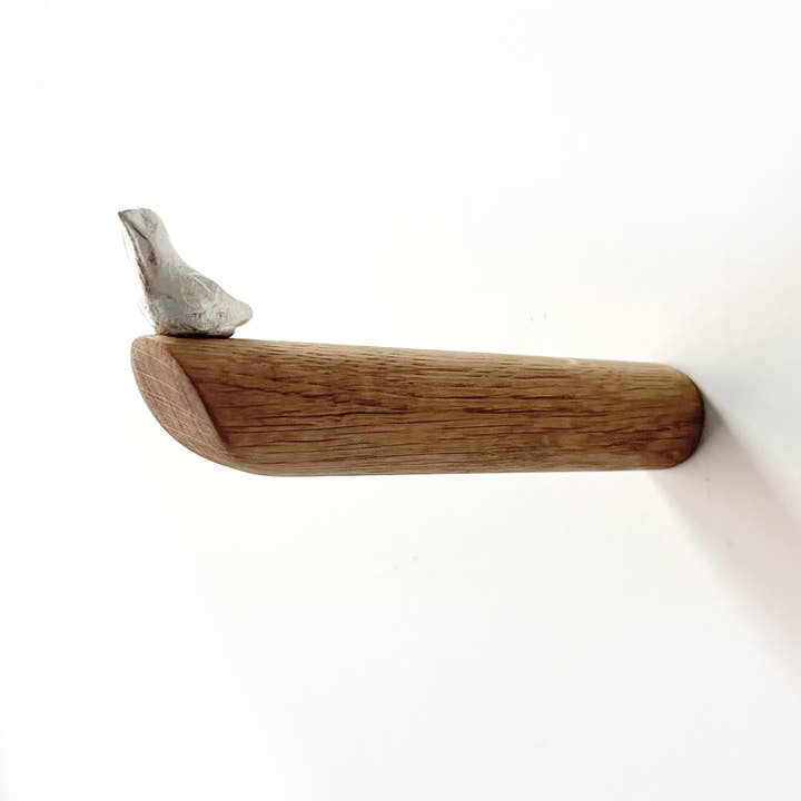 Formpoet – wholesale Wall hook – Bird - Coat Hook made of Oak Wood and Tin 130mm