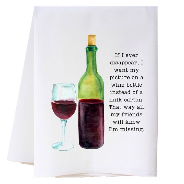 Picture On Wine Bottle Kitchen Towel for wholesale by Cora & Pate
