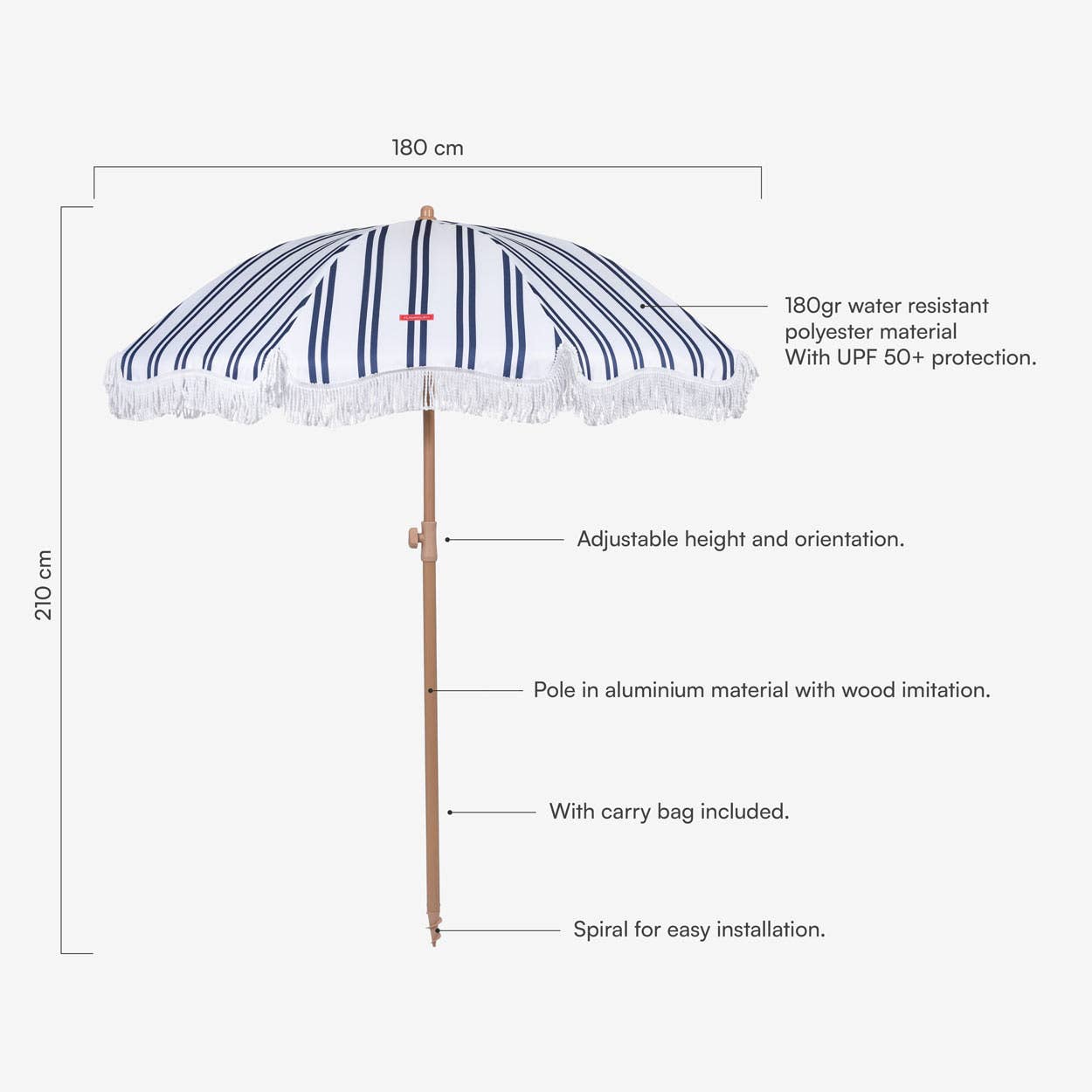 Flamingueo - Wholesale Beach Towel - White umbrella with thick blue stripes1