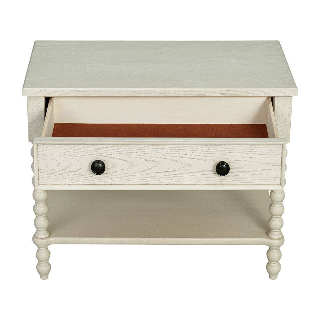 Olliix - Wholesale Side Table - 26"H Large Turned Wood Spindle Nightstand, Antique Cream5