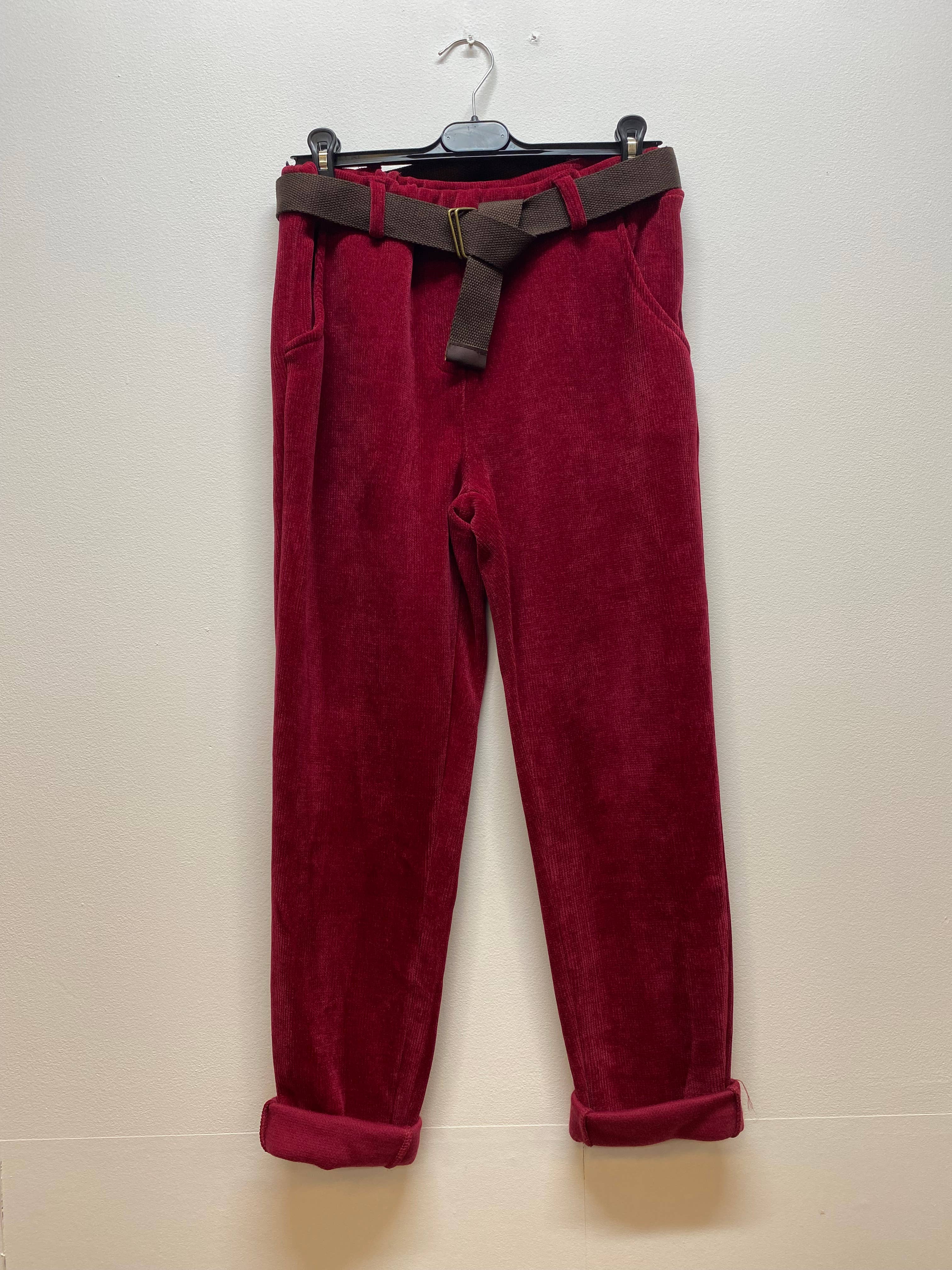 ORNELLA PARIS - Wholesale Pants - Women's - LMM-PT9963 velvet pants with belt

8