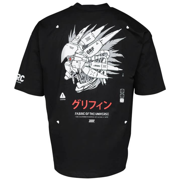 Griffin-09 Svart Överdimensionerad Kortärmad T-shirt för wholesale av Fabric of the Universe