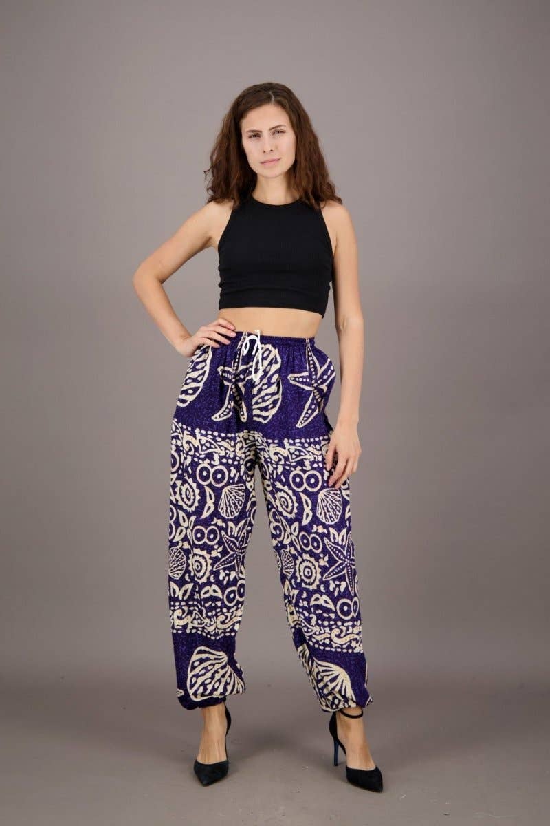 Colores surtidos Pantalones de resort con estampado de estrellas de mar y estrellas de mar THP-9172 de venta al por mayor en Faire13