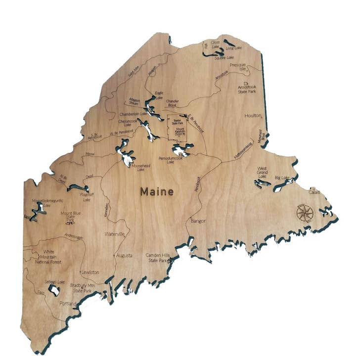 Maine Wood Map for wholesale by Meridian Maps