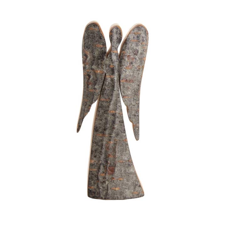 Dolfi - Vente Sculpture - Ange gardien en bois avec écorce, 24 cm