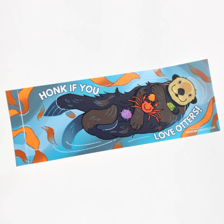 Sea Otter Bumper Sticker for wholesale by Microbiome Arts