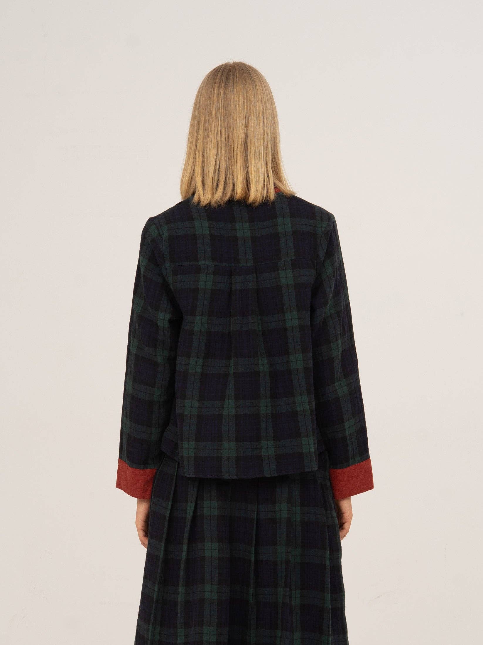 CARMEN SAYS - Wholesale Button Down Shirt - Women's - Evermore Plaid Blue and Red Shirt2