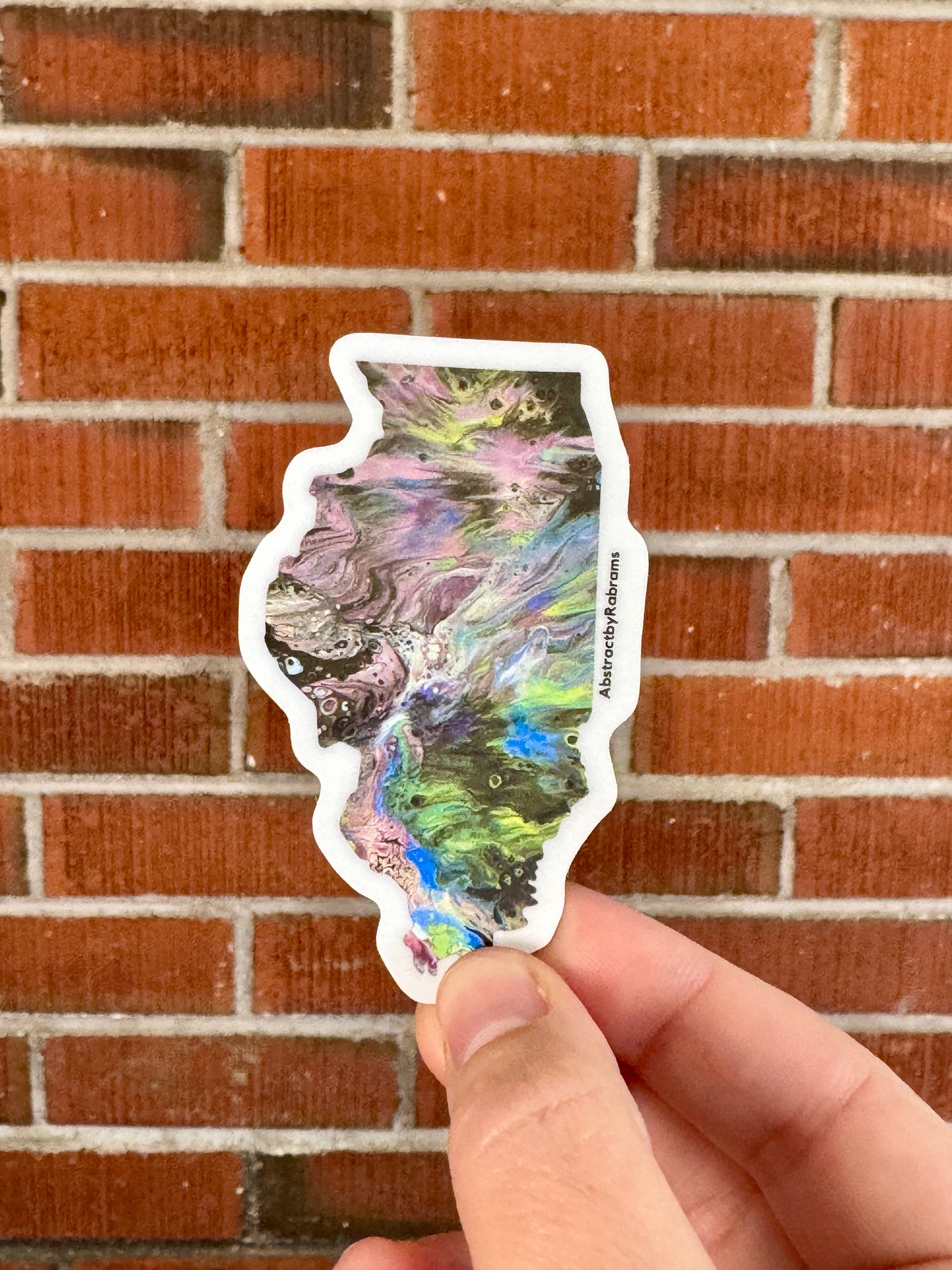 AbstractbyRabrams - Wholesale Sticker - Illinois State Vinyl Sticker - LGBTQ - Rainbow - Trans5