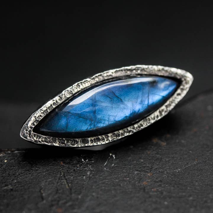 Bagues Statement en Argent avec Labradorite pour la vente par Metal Studio Jewelry