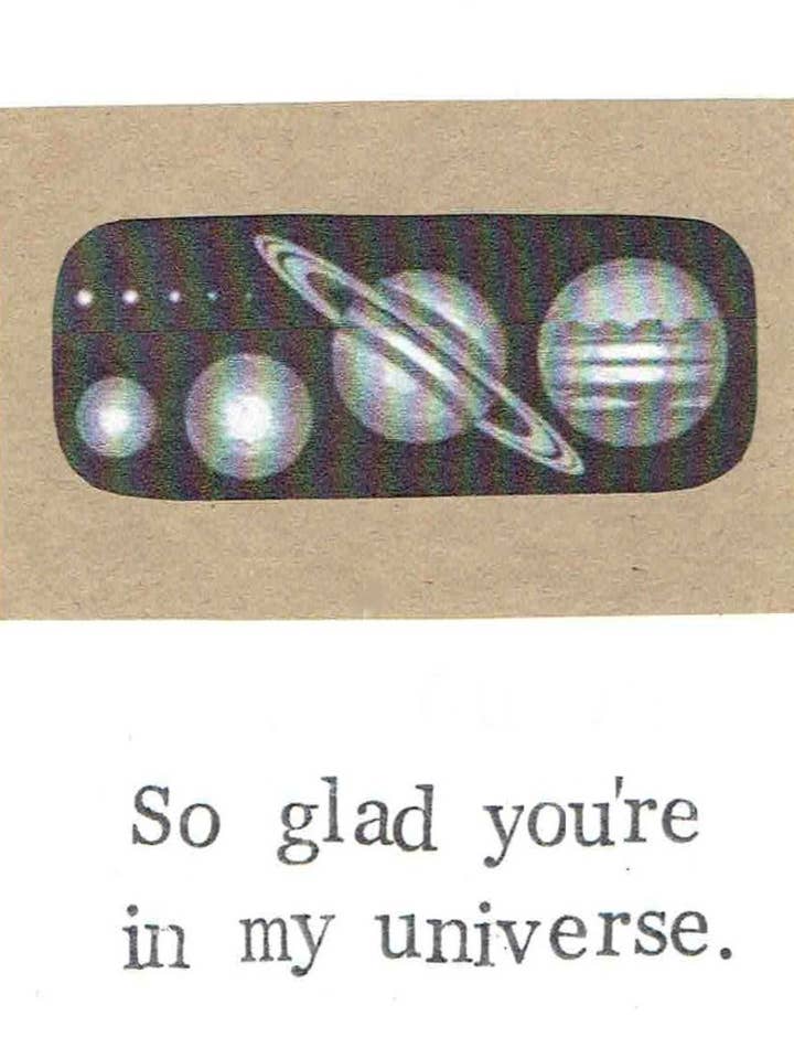 Glad You're In My Universe Card | Funny Astronomy Science Humor for wholesale by BlueSpecsStudio