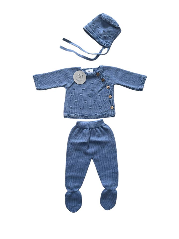 Cotton Socks - Wholesale Clothing Set - Baby - Ref:360 3-piece baby knit set Pipoca