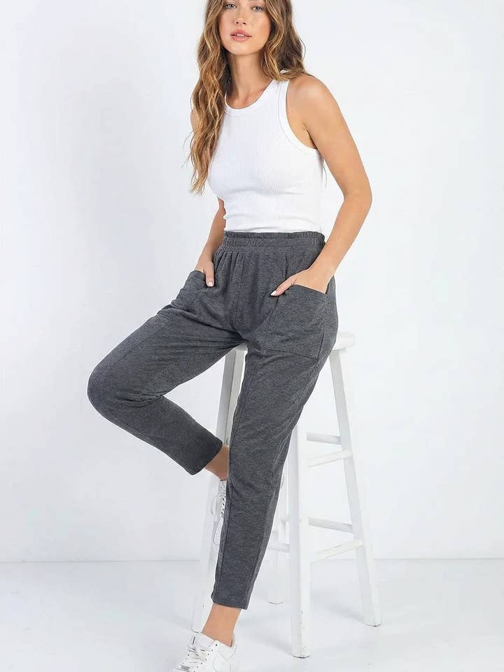Pantaloni da jogging grigio carbone casual con tasche. per la vendita all'ingrosso da parte di Tasha Apparel Wholesale