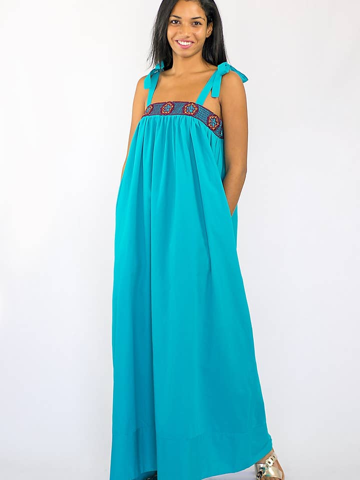 Lagoon ekologisk bomull poplin klänning, vinröd guipure för wholesale av Kalyca