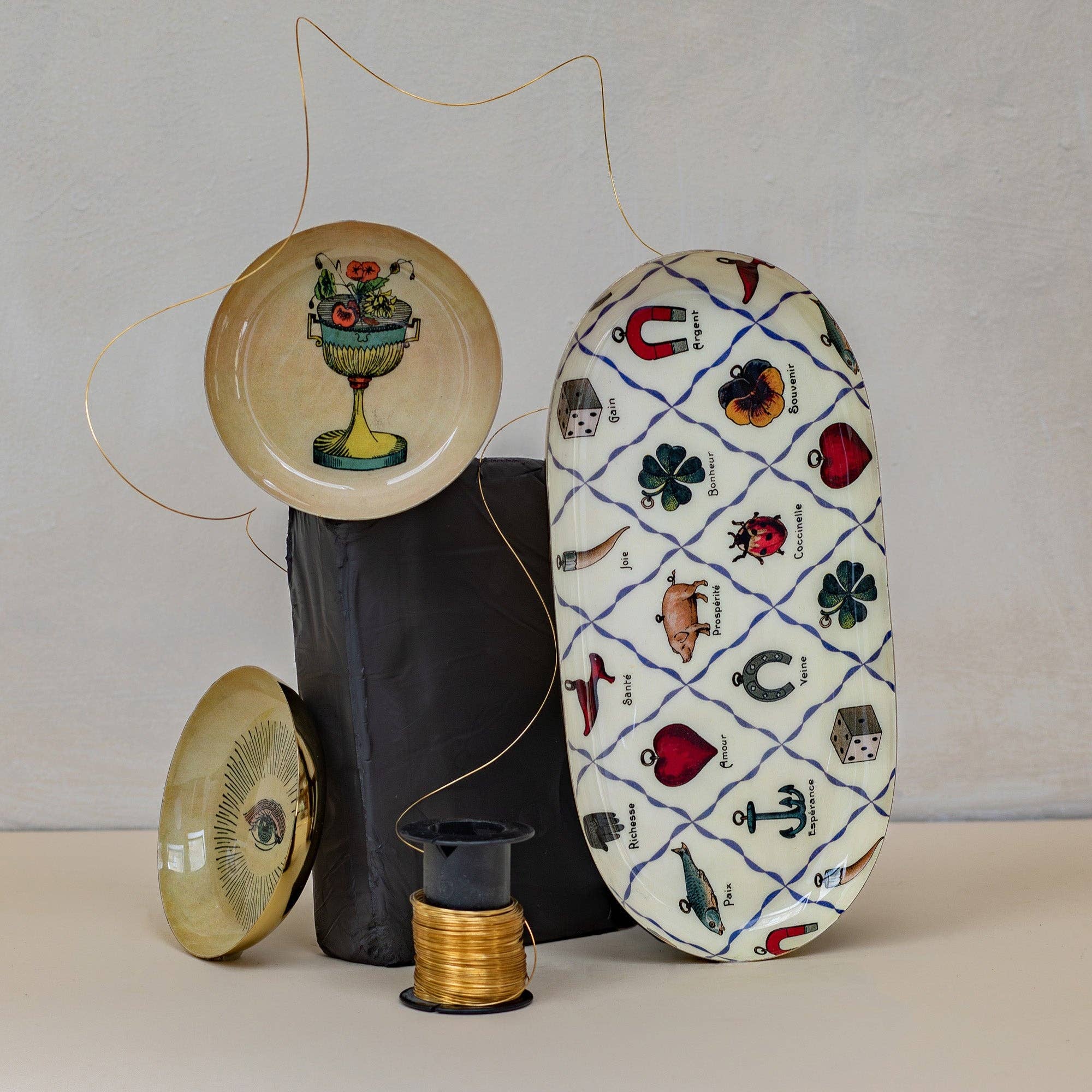 Roomytown Inc - Wholesale Decorative Tray - Round Enamel Tray - Eye3