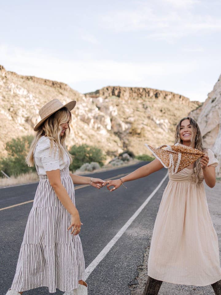 Fehrnvi Apparel - Wholesale Dress - Women's - Elizabeth Overall Dress in Ivory Charcoal2