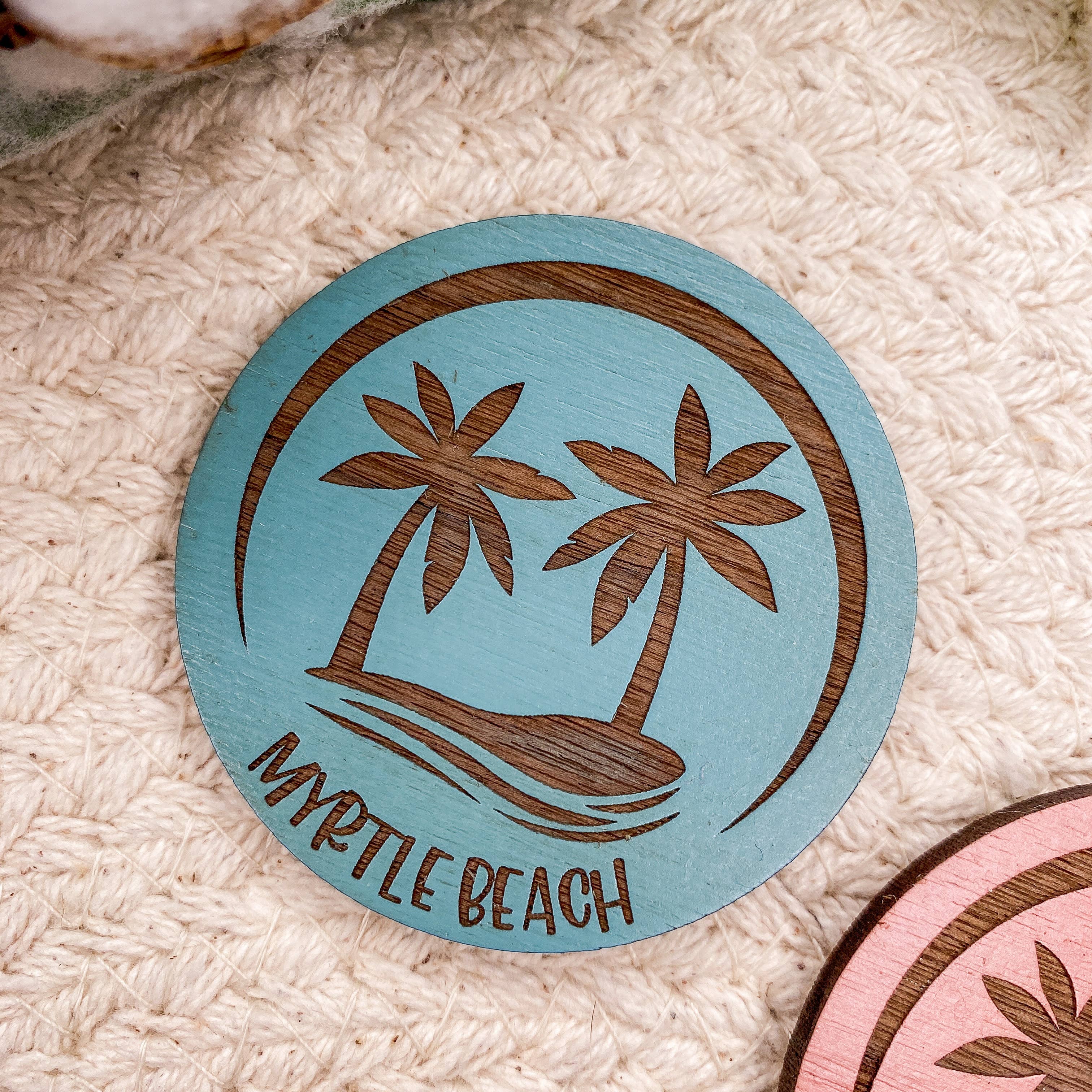 The Cottonseed Marketplace - Wholesale Magnet - Palm Tree Beach - Wooden Button Magnet3