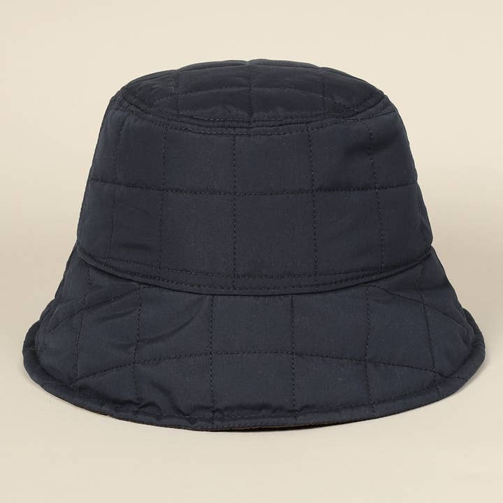 Fashion City - Wholesale Bucket hat – Women's - Plain Color Quilted Warm Bucket Hat1