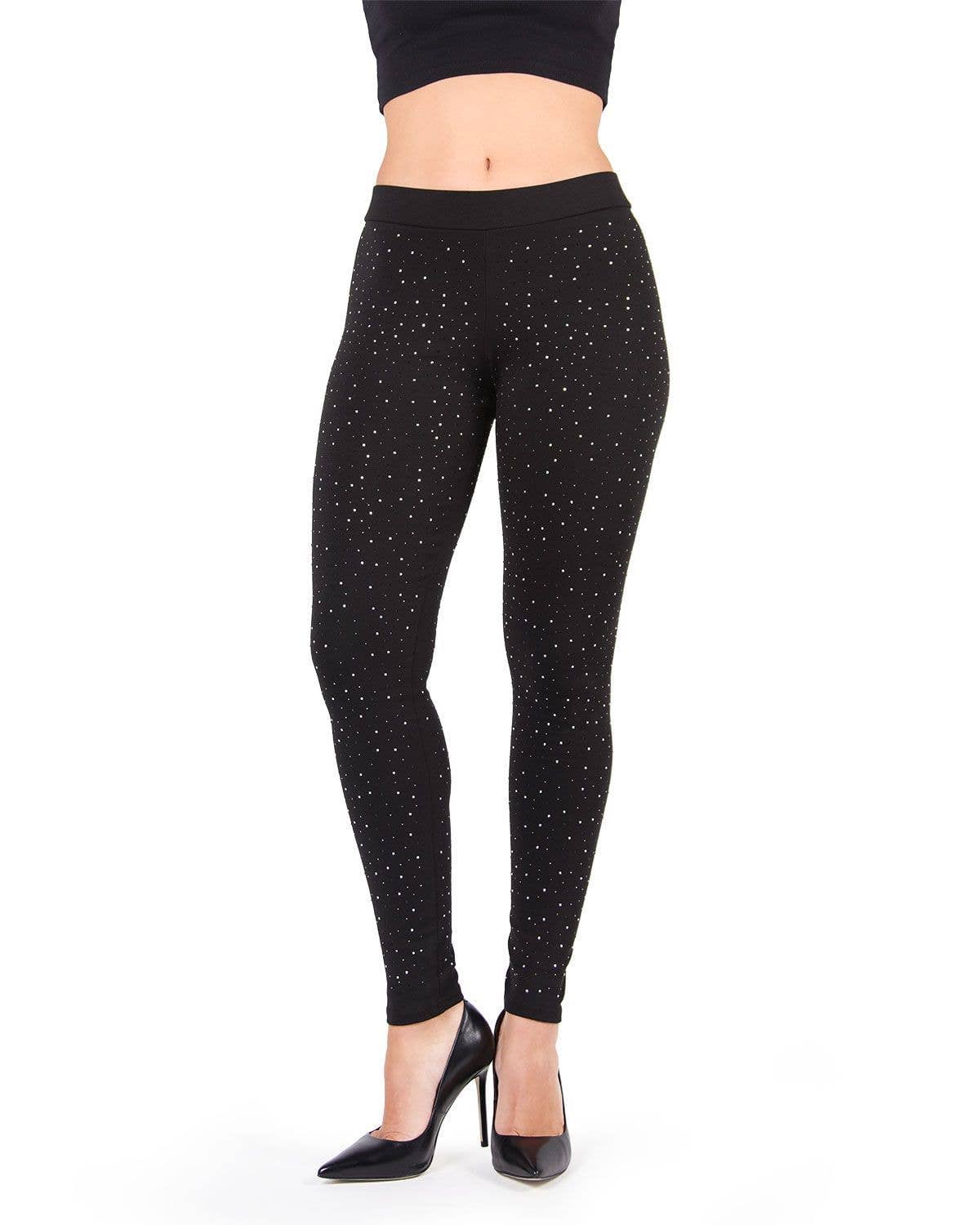Nero Leggings elasticizzati in glam gioiello MeMoi in vendita all'ingrosso su Faire1
