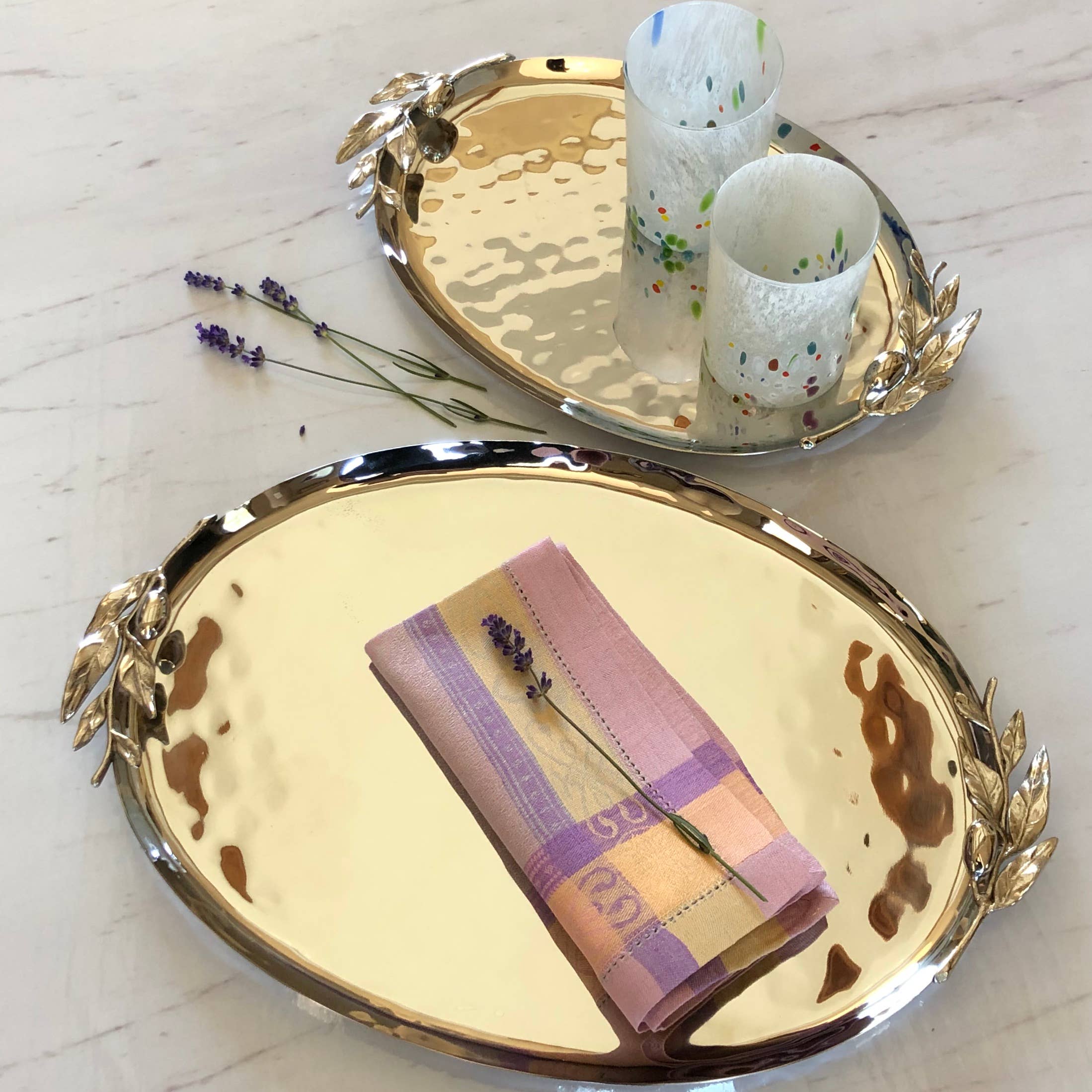 Carmel Ceramica - Wholesale Decorative Tray - Oliveira Stainless Steel Medium Oval Tray2
