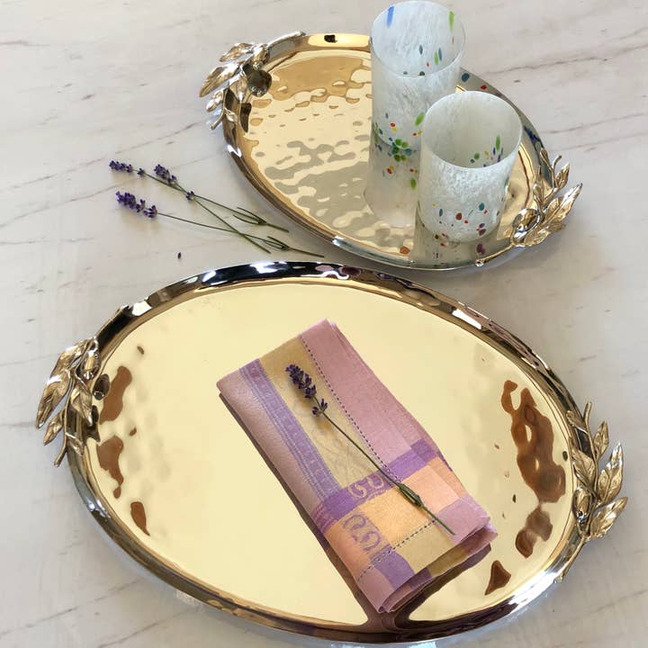 Carmel Ceramica - Wholesale Decorative Tray - Oliveira Stainless Steel Medium Oval Tray2
