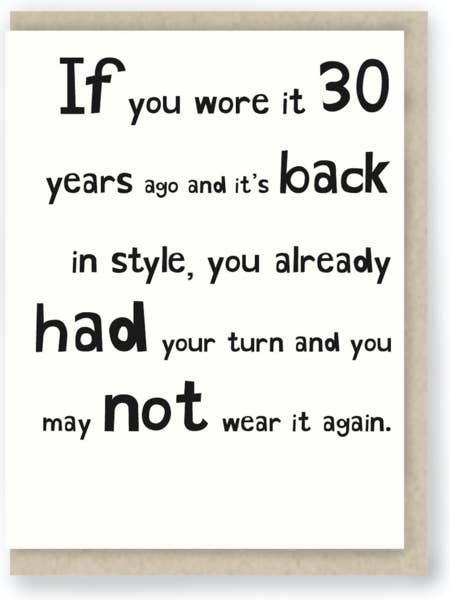 176: Wore It ... Funny Birthday / Age / Sarcastic for wholesale by Hit and Run Greetings