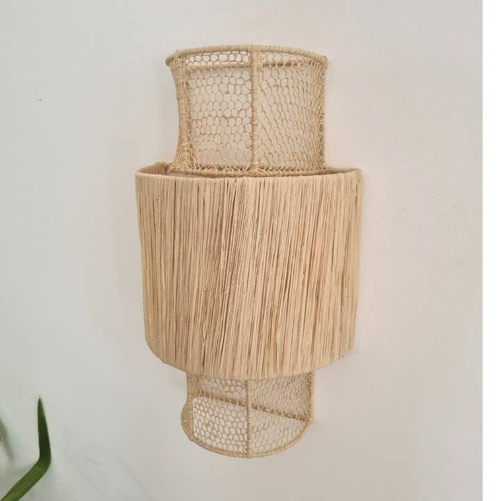 MAROKKANSK Naturlig væglampe | raffia væglampe I Dekoration for engroshandel hos libitiishop