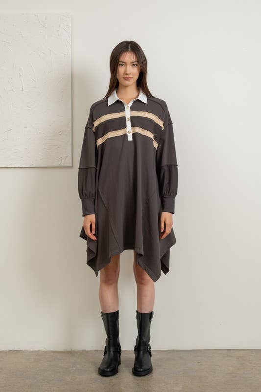 Heyson - Vendita all'ingrosso Vestito - Donna - [FULL SIZE RUN] Abito polo con orlo asimmetrico LD10696