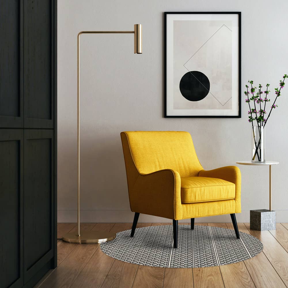 Tempaper & Co ® - Wholesale Floor Mat - Striped Mudcloth Black Vinyl Floor Mat, 36" round1