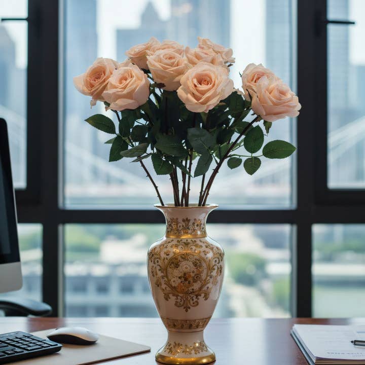 Larksilk - Wholesale Artificial Flowers - 27” Real Touch Mauve Rose – 4” Diameter 2PCS5