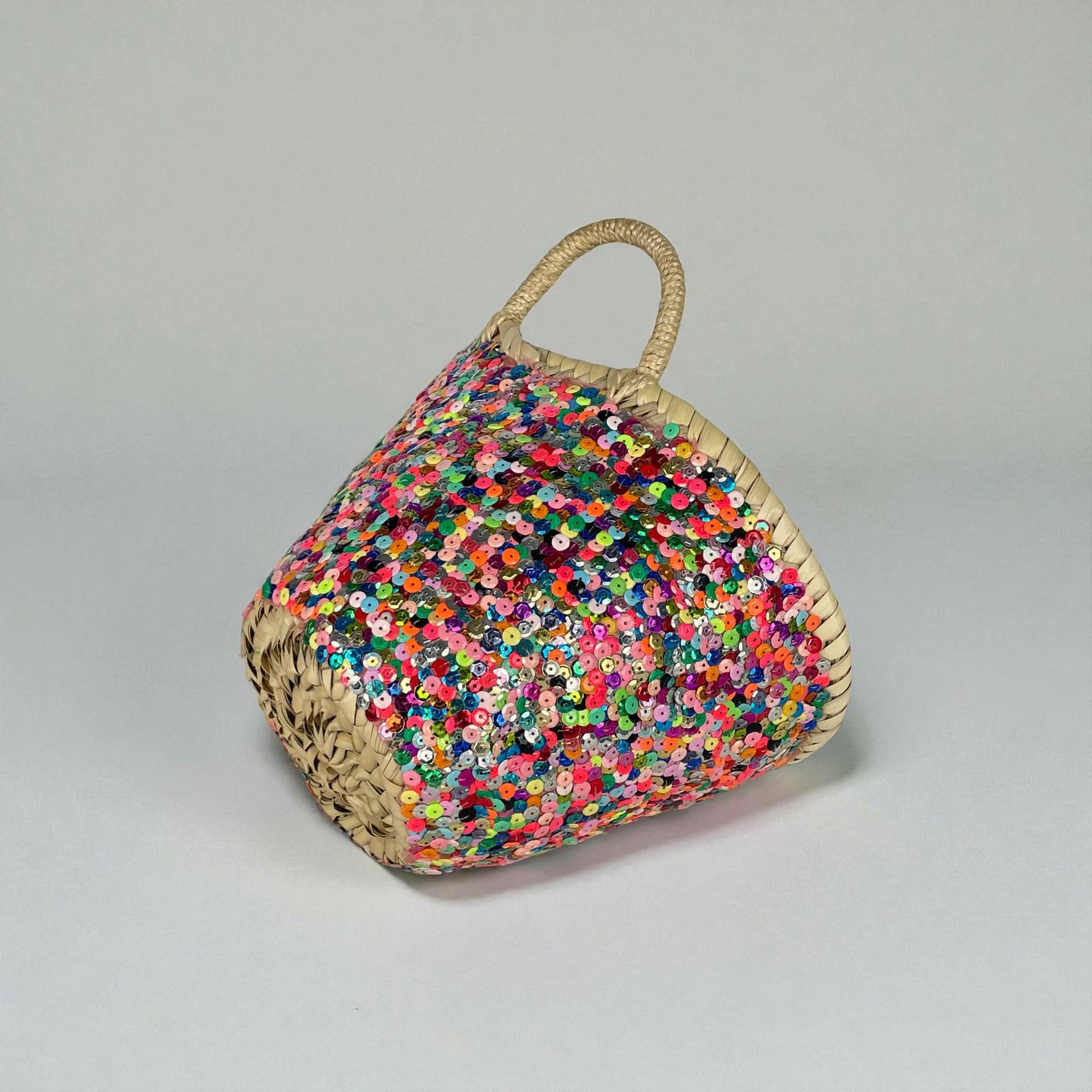 Melecraft - Wholesale Beach Bag - Sparkling Mini Sequin Straw Basket - Boho Gift Tote Bag2