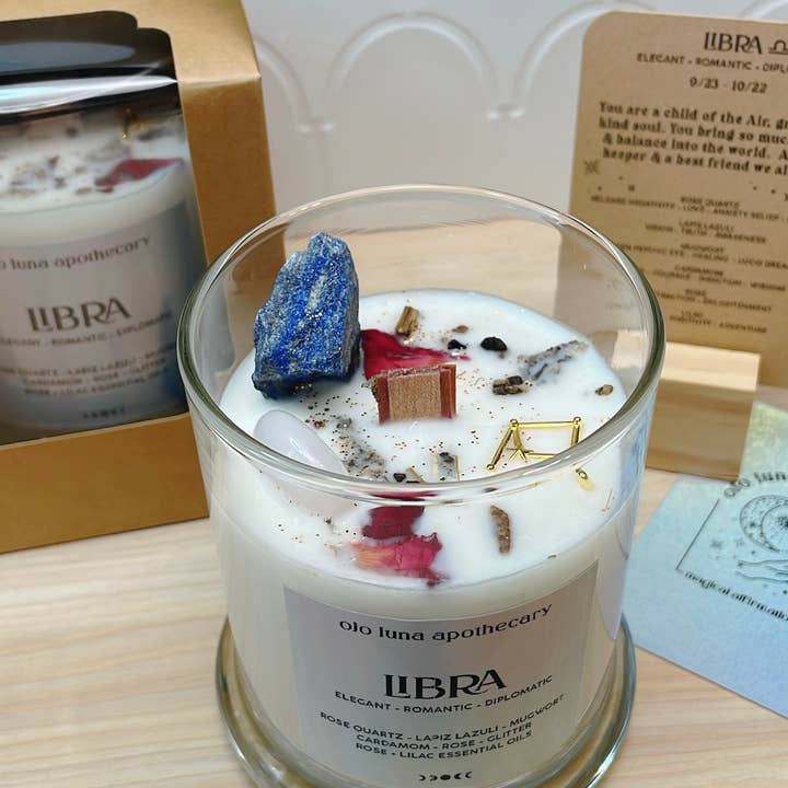 Ojo Luna Apothecary - Wholesale Pot/gevulde kaars - Weegschaal Zodiac kaars7