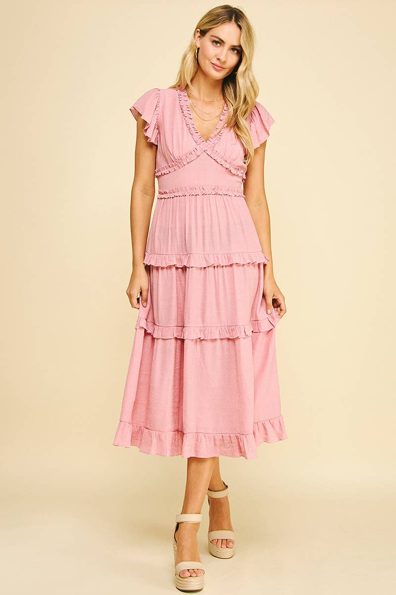 PINCH - Wholesale Dress - Women's - RUFFLED TEA LENGTH DRESS - 3597D13