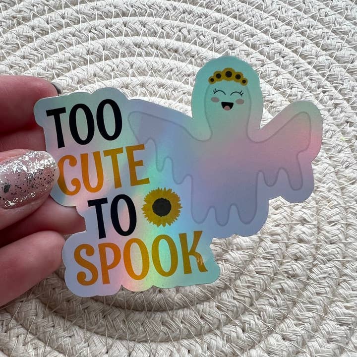 Adhesivo holográfico de Halloween «Too Cute to Spook» para venta al por mayor de AMA Printables