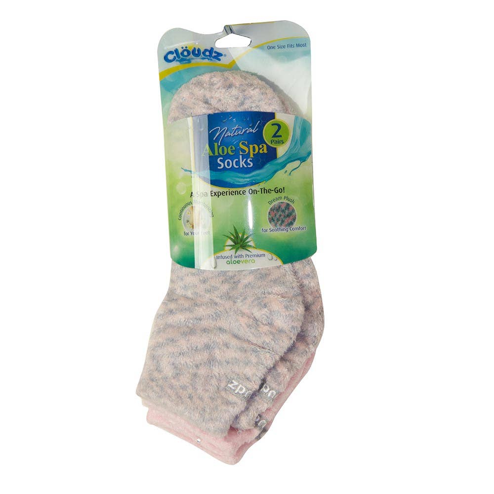 Cloudz - Vente Chaussettes – unisexe - Cloudz Chaussettes Spa Naturelles à l’Aloe Vera - Lot de 2 Paires Assorties Rose1