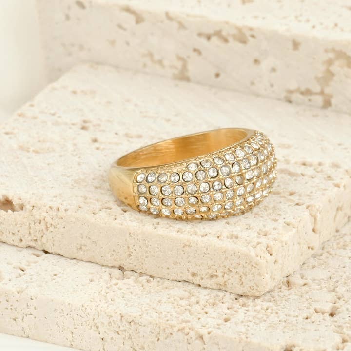 Blueyejewelry - Wholesale Band/Stacked Ring - 18k Gold Dome Rings - Stainless Steel Chunky Rings