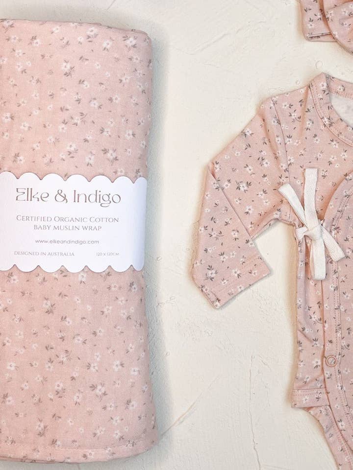 Organic Cotton Muslin Wrap - Wildflower for wholesale by Elke & Indigo