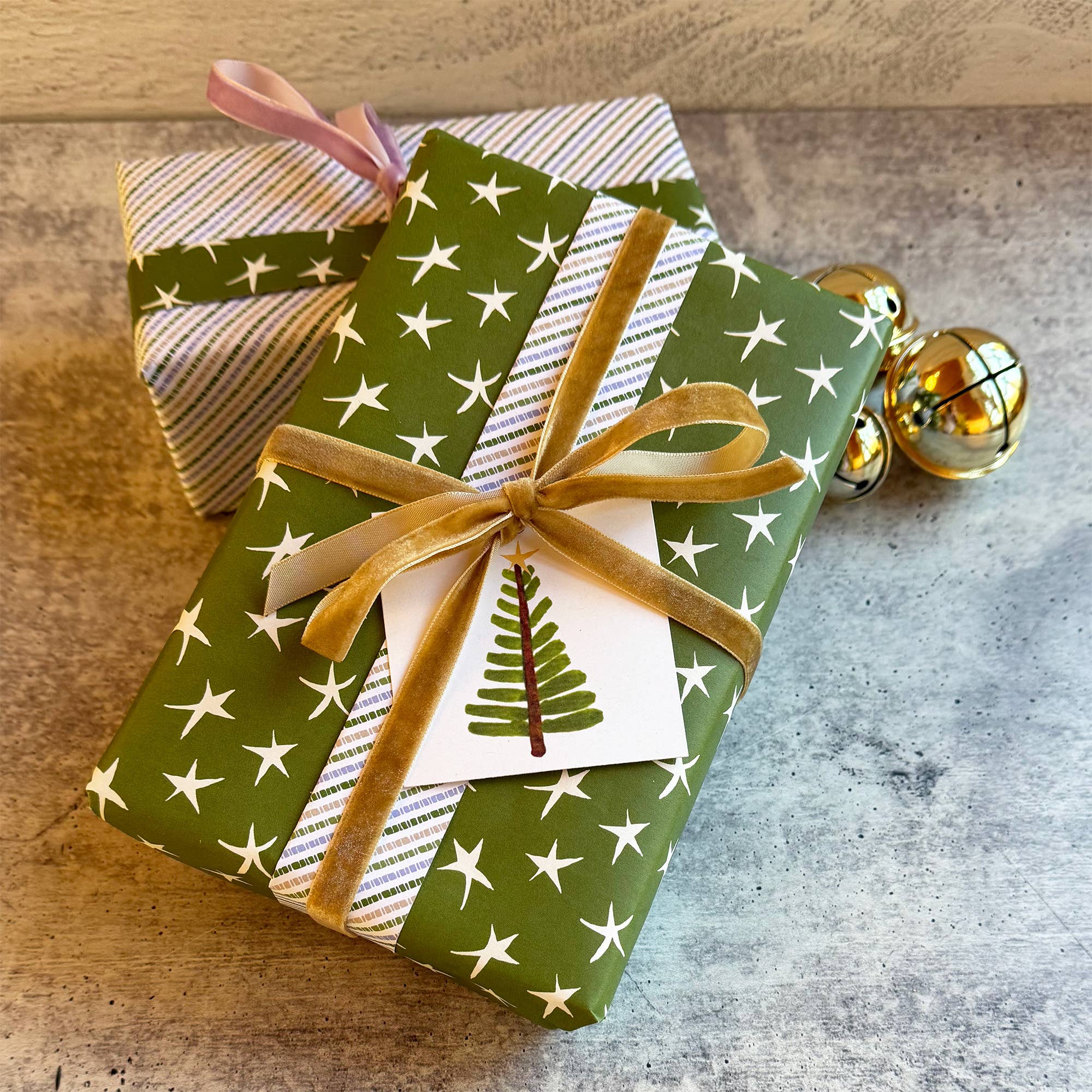 Slow Notes - Vente Feuille de papier cadeau - Papier d'emballage kraft double face – Étoiles et rayures7