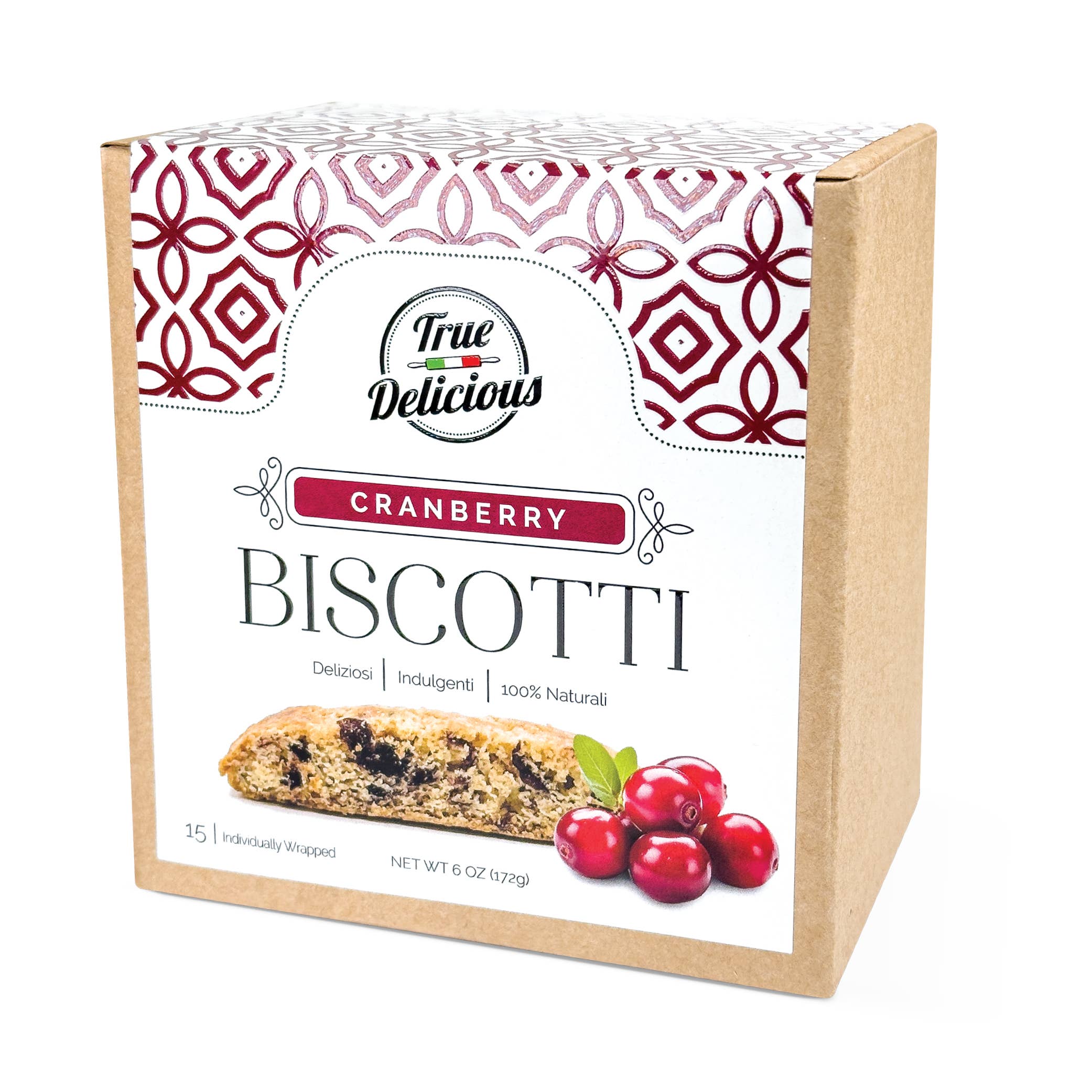 True Delicious - Wholesale Cookie - Elegant Italian BISCOTTI Box, Case of 63